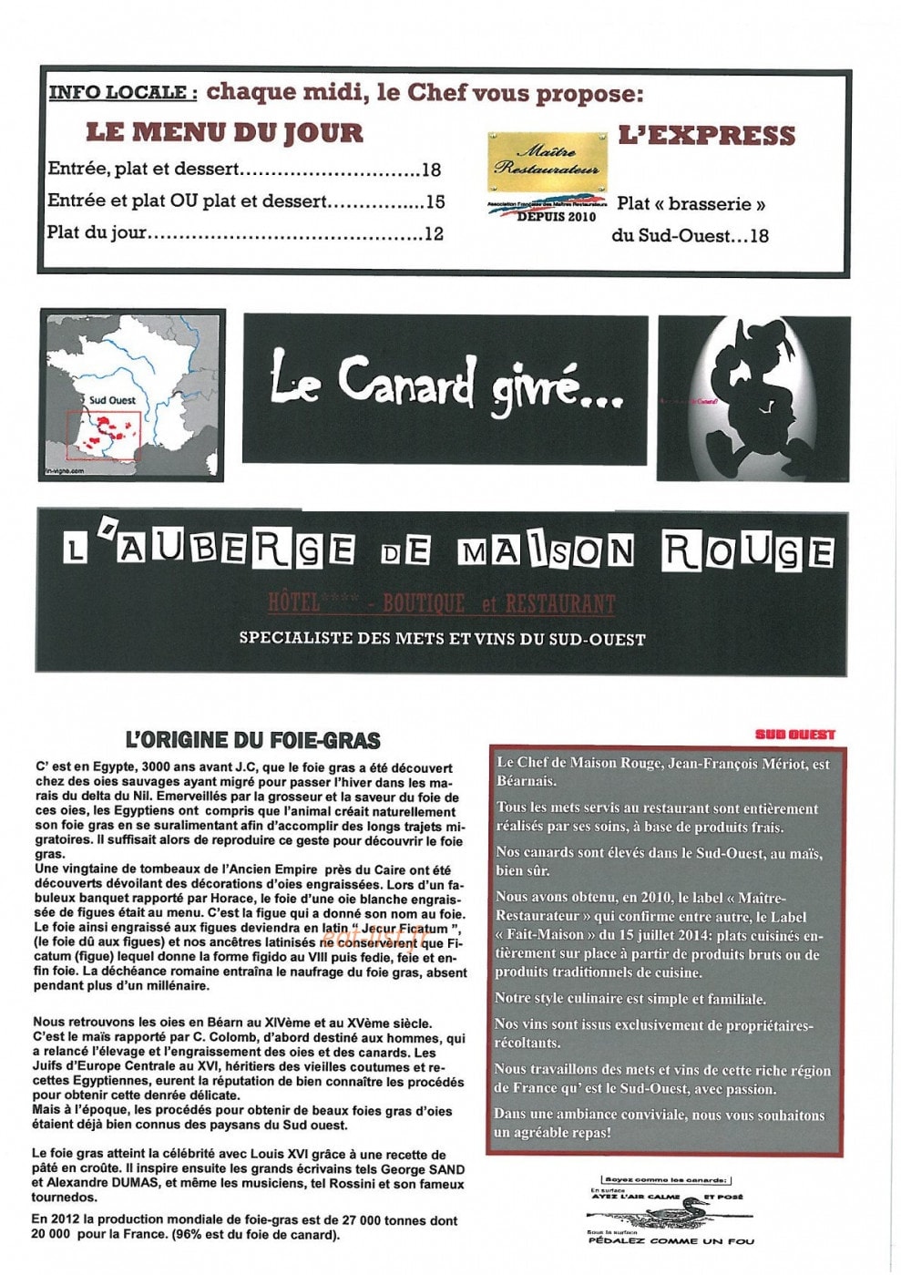 Auberge De maison Rouge — carte page 1