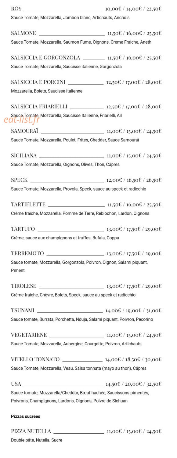 Pizzeria 56 — carte page 4