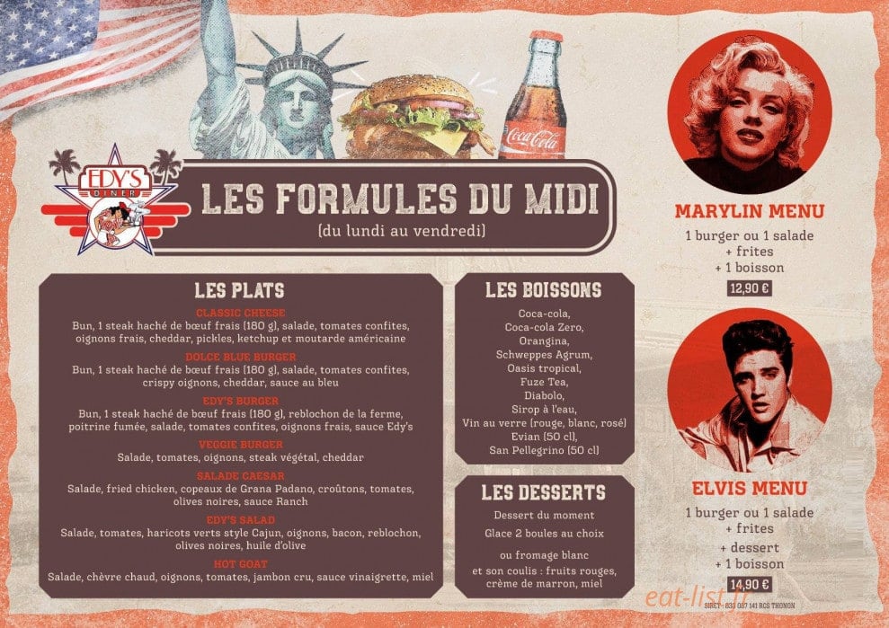 Edy"s diner — carte page 1
