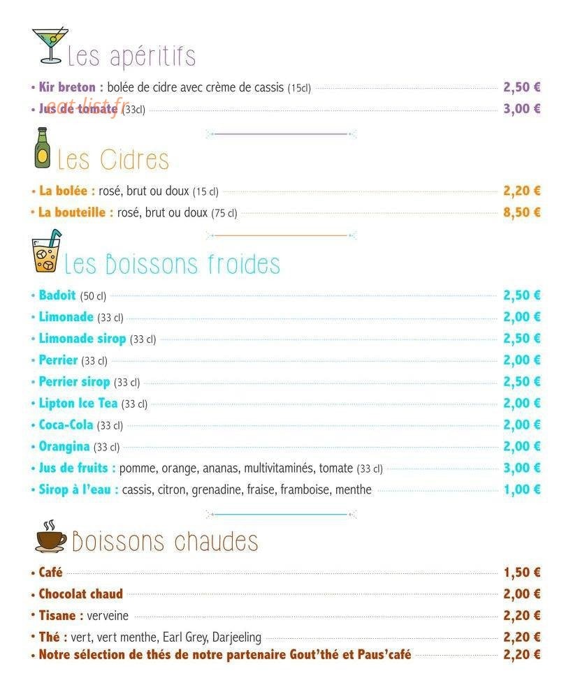 Carte et menu de La Véranda Villa Magna à Ville la Grand — Les apéritifs, cidres et boissons