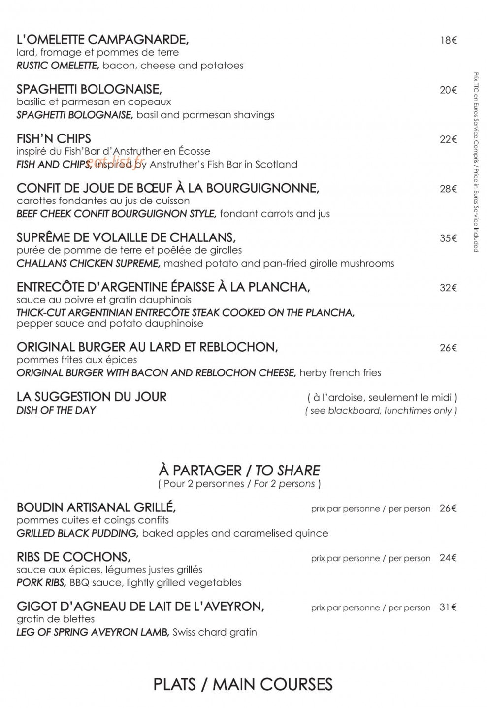 La Fruitière — carte page 5