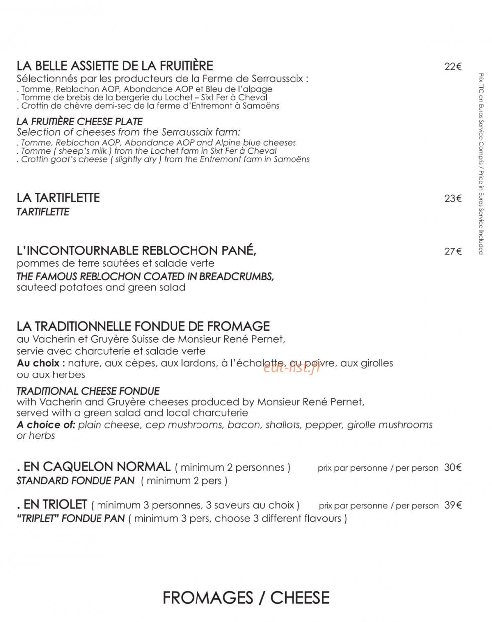 La Fruitière — carte page 3