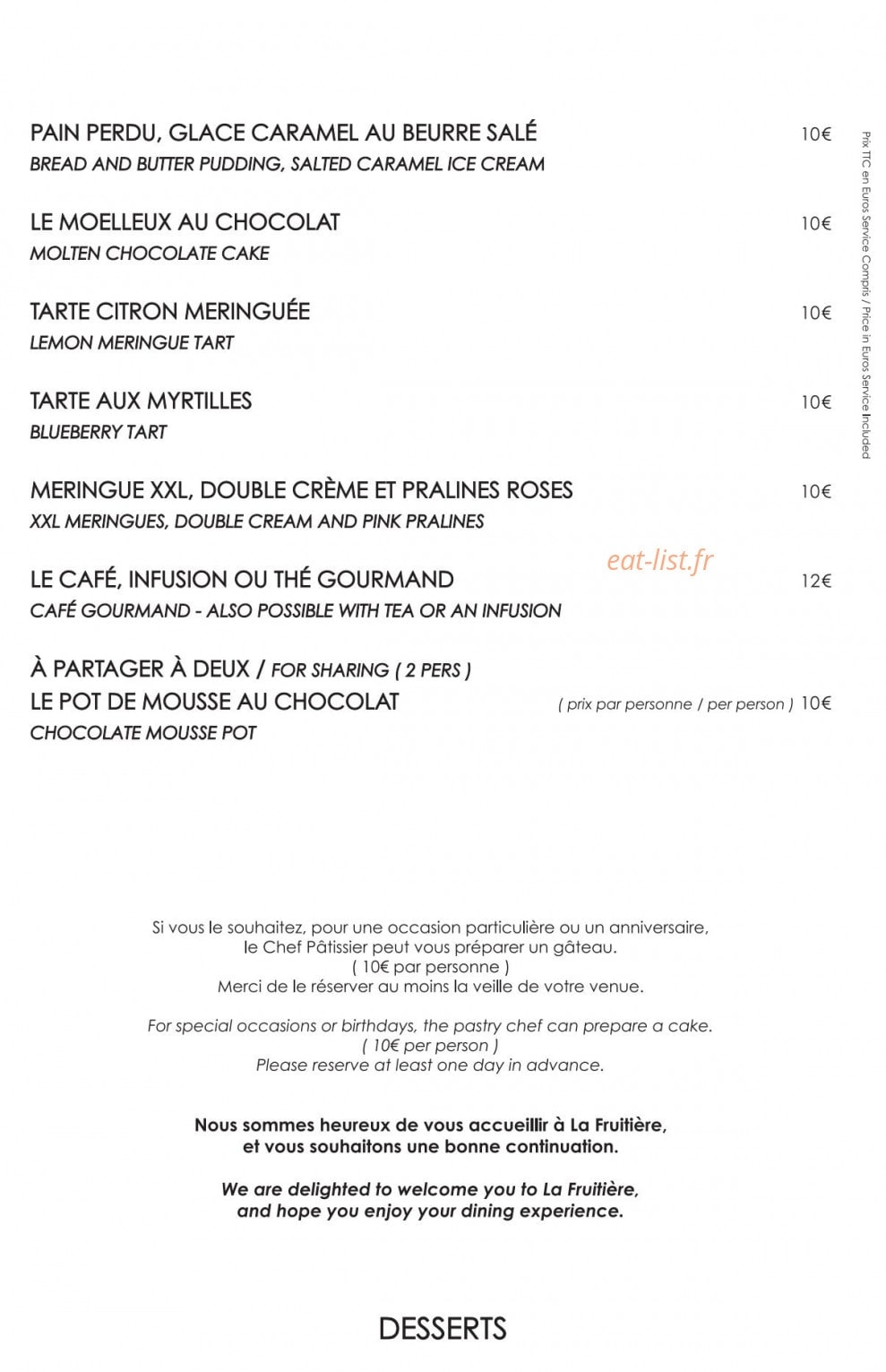 La Fruitière — carte page 6