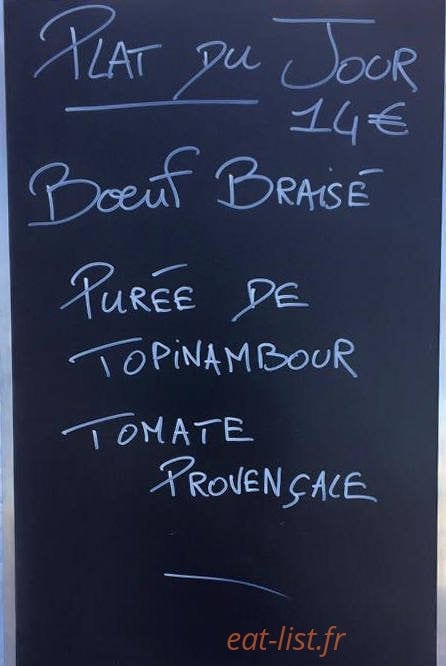 Le Bistro — carte page 1