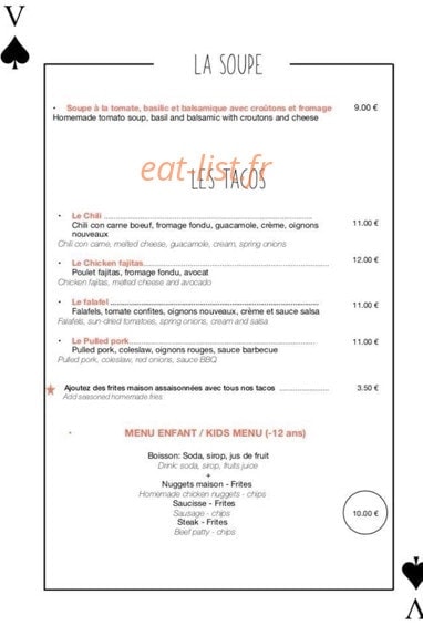 Happy Hours Bar — carte page 1