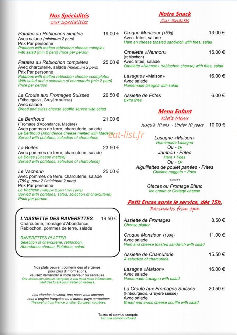 Chez Nannon — carte page 3