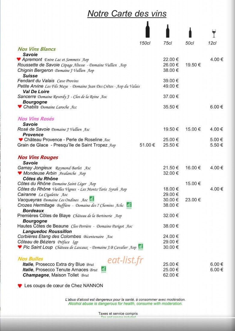 Chez Nannon — carte page 5