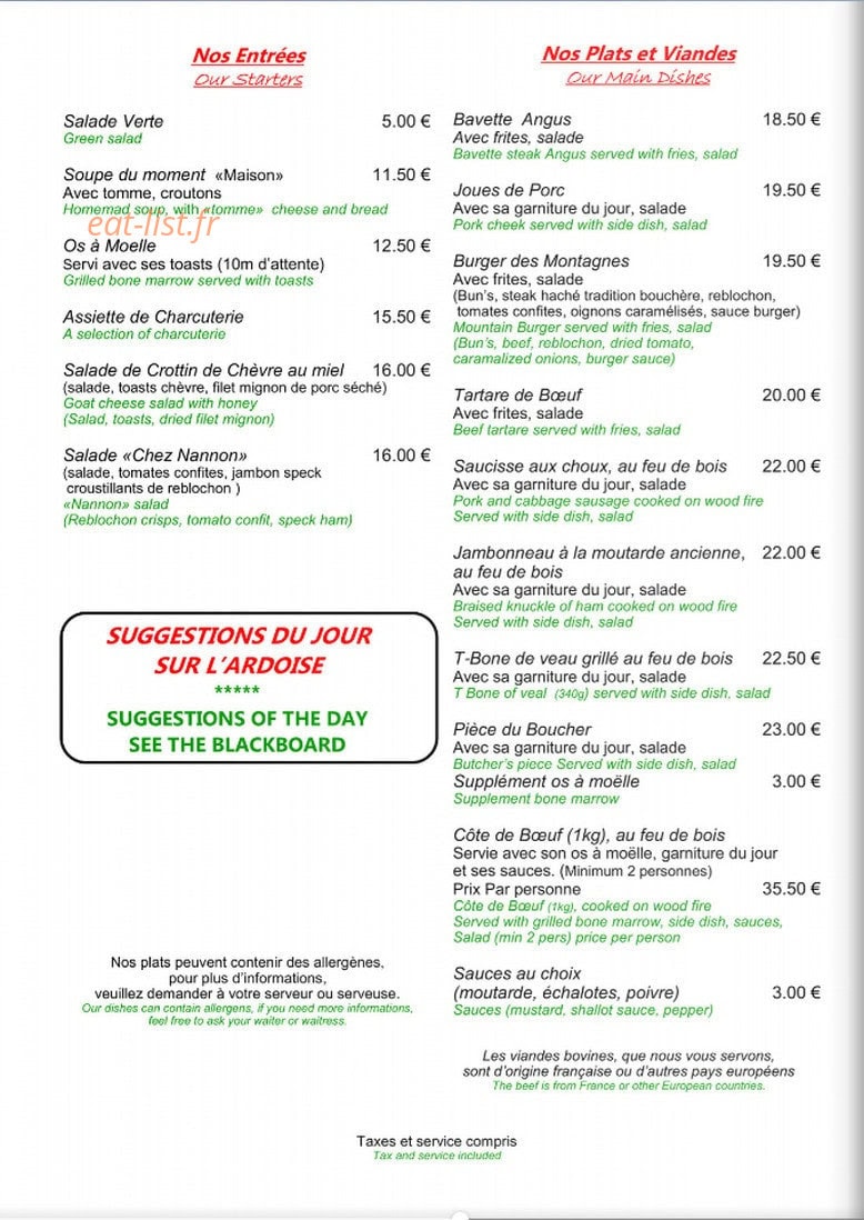 Chez Nannon — carte page 2
