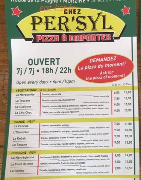 Chez Per'syl — carte page 1