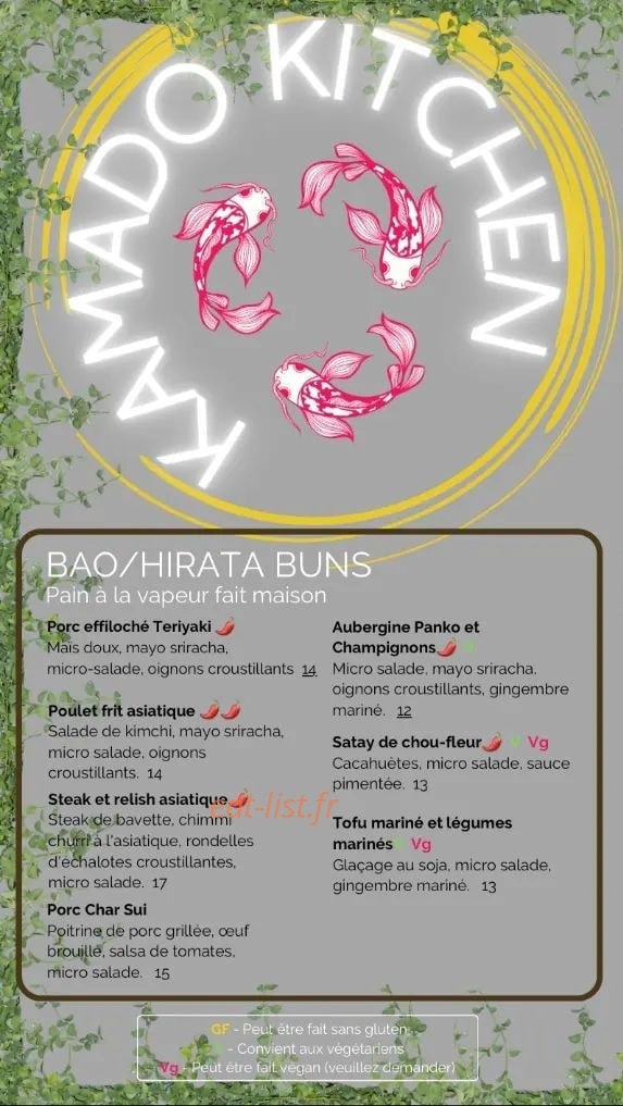 Kamado Kitchen — carte page 1