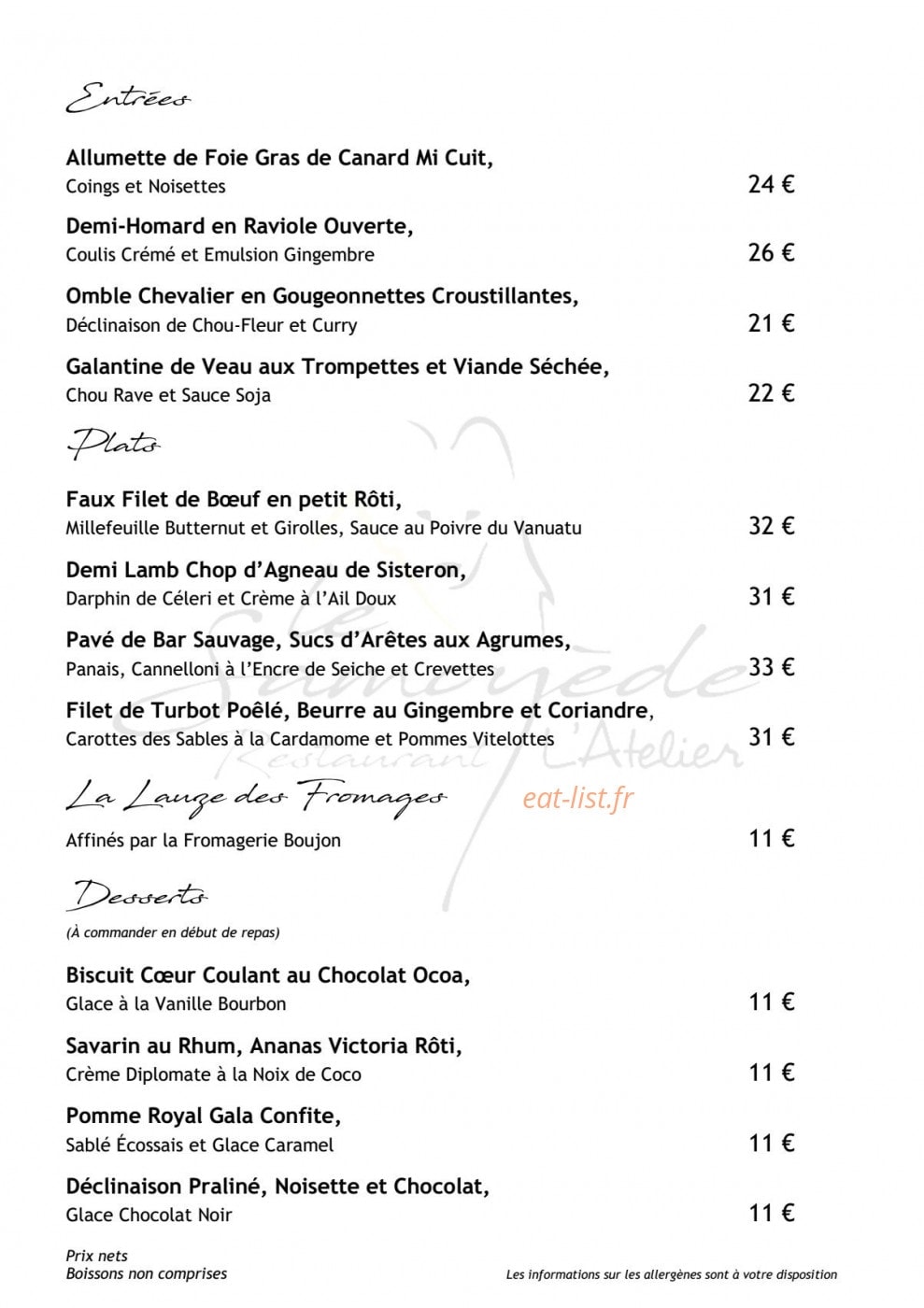 L'Atelier — carte page 1