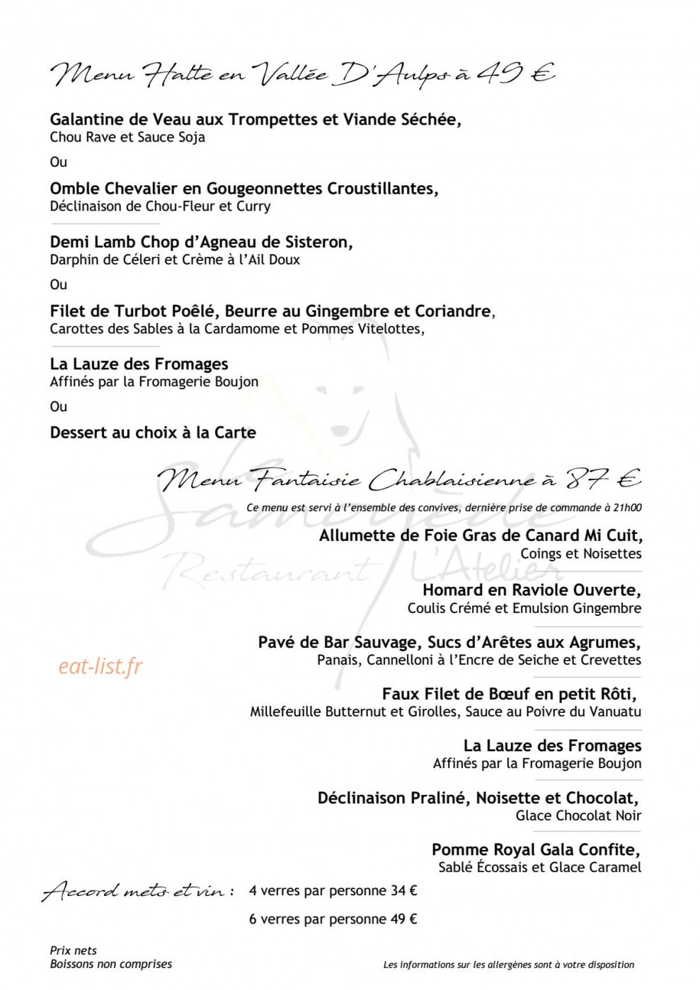 L'Atelier — carte page 2