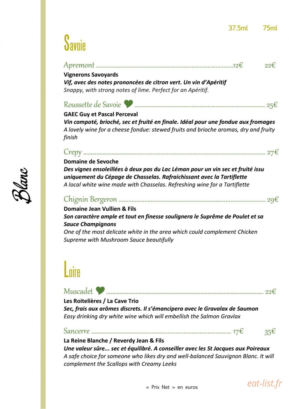 Le Clin d'Oeil — carte page 8
