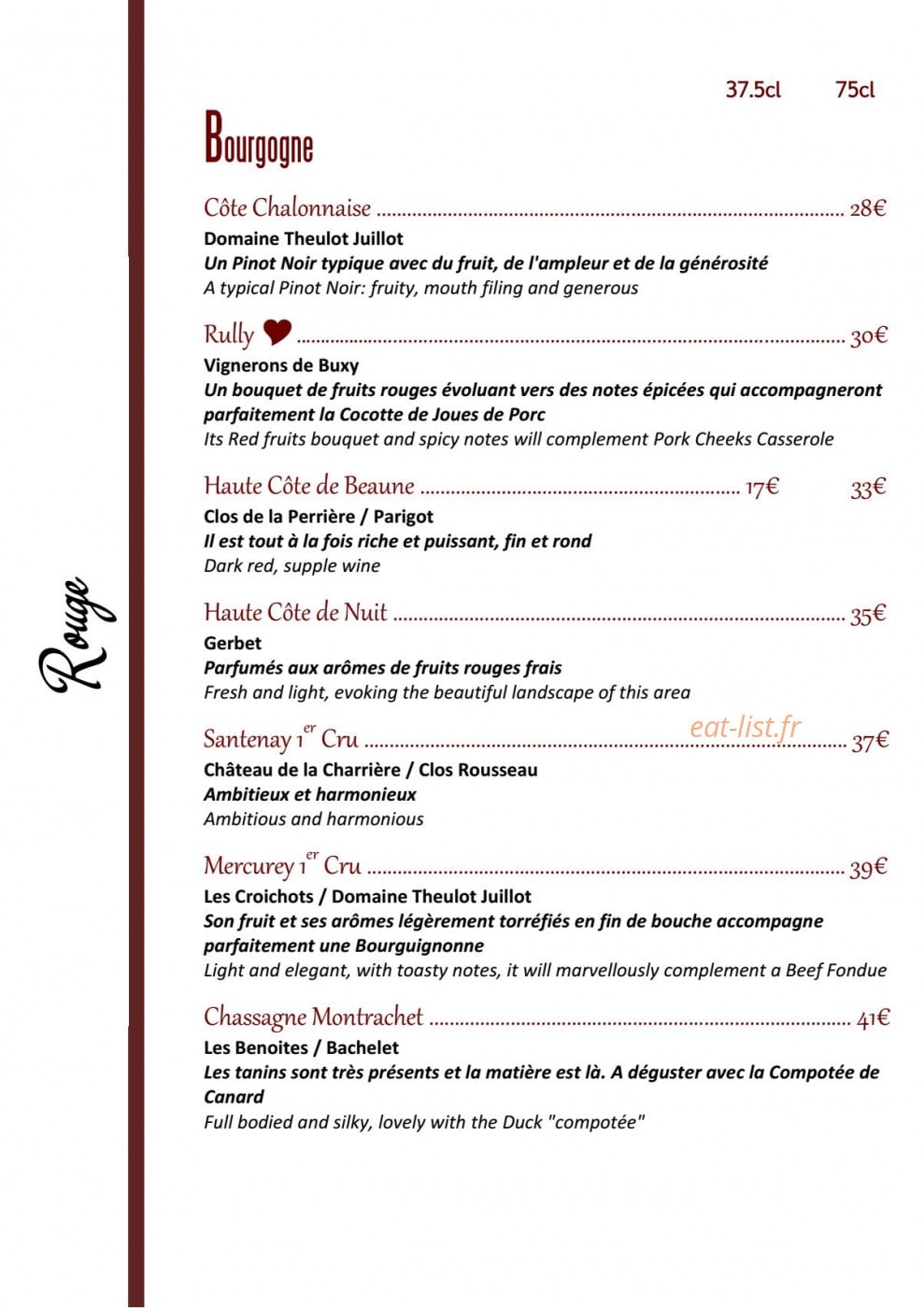 Le Clin d'Oeil — carte page 13