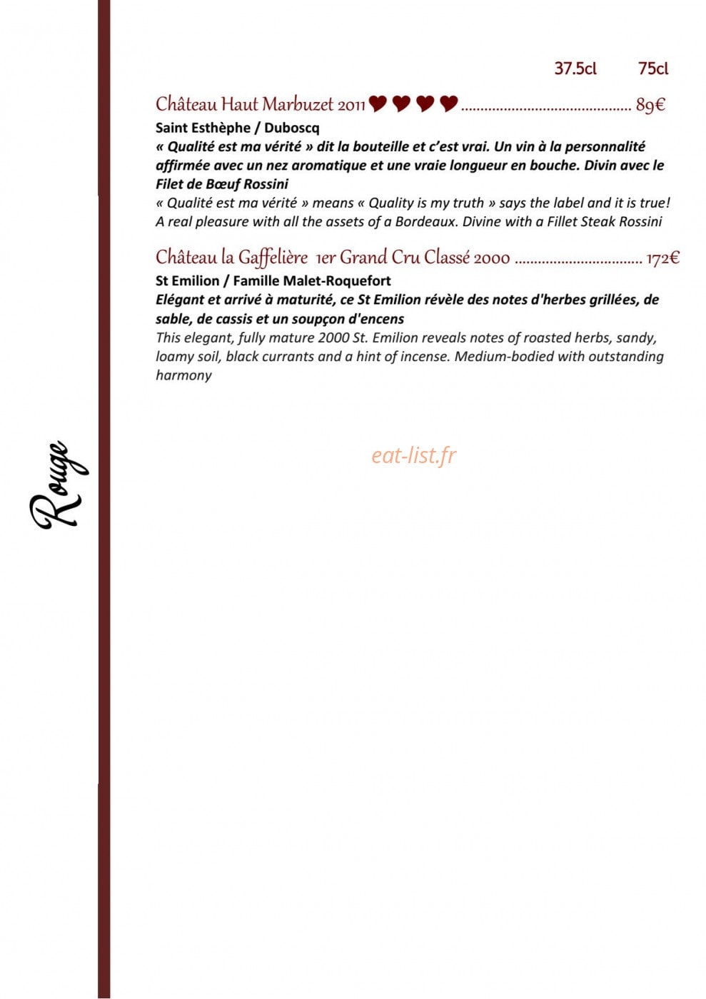 Le Clin d'Oeil — carte page 16
