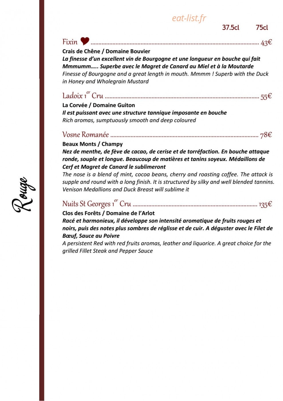 Le Clin d'Oeil — carte page 14