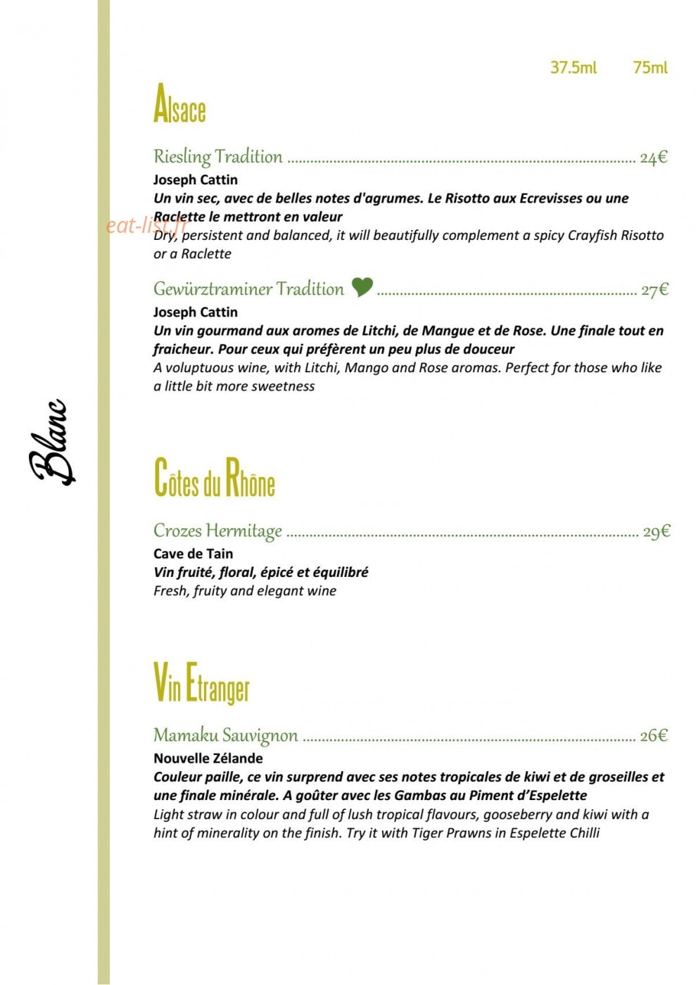 Le Clin d'Oeil — carte page 10