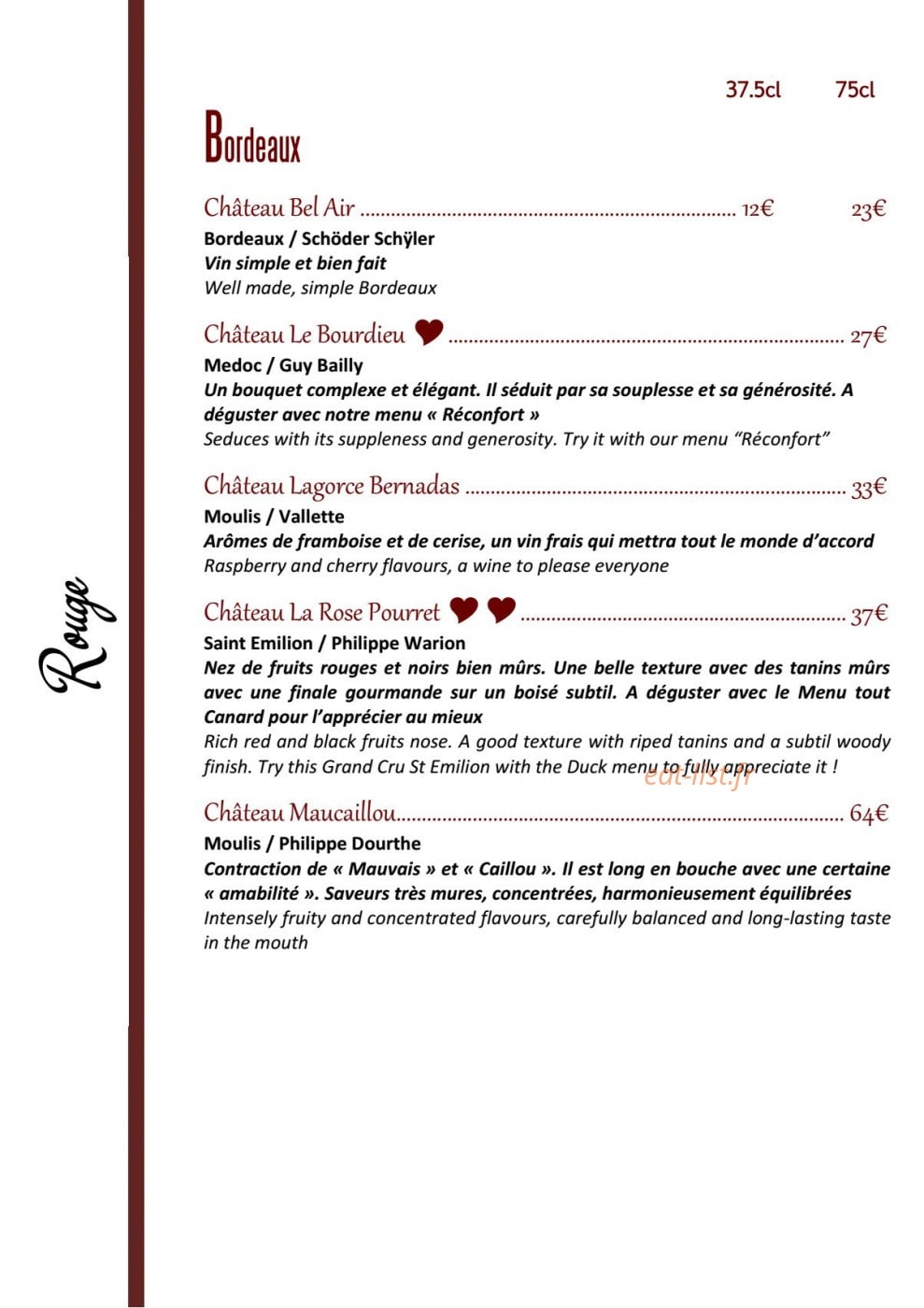 Le Clin d'Oeil — carte page 15
