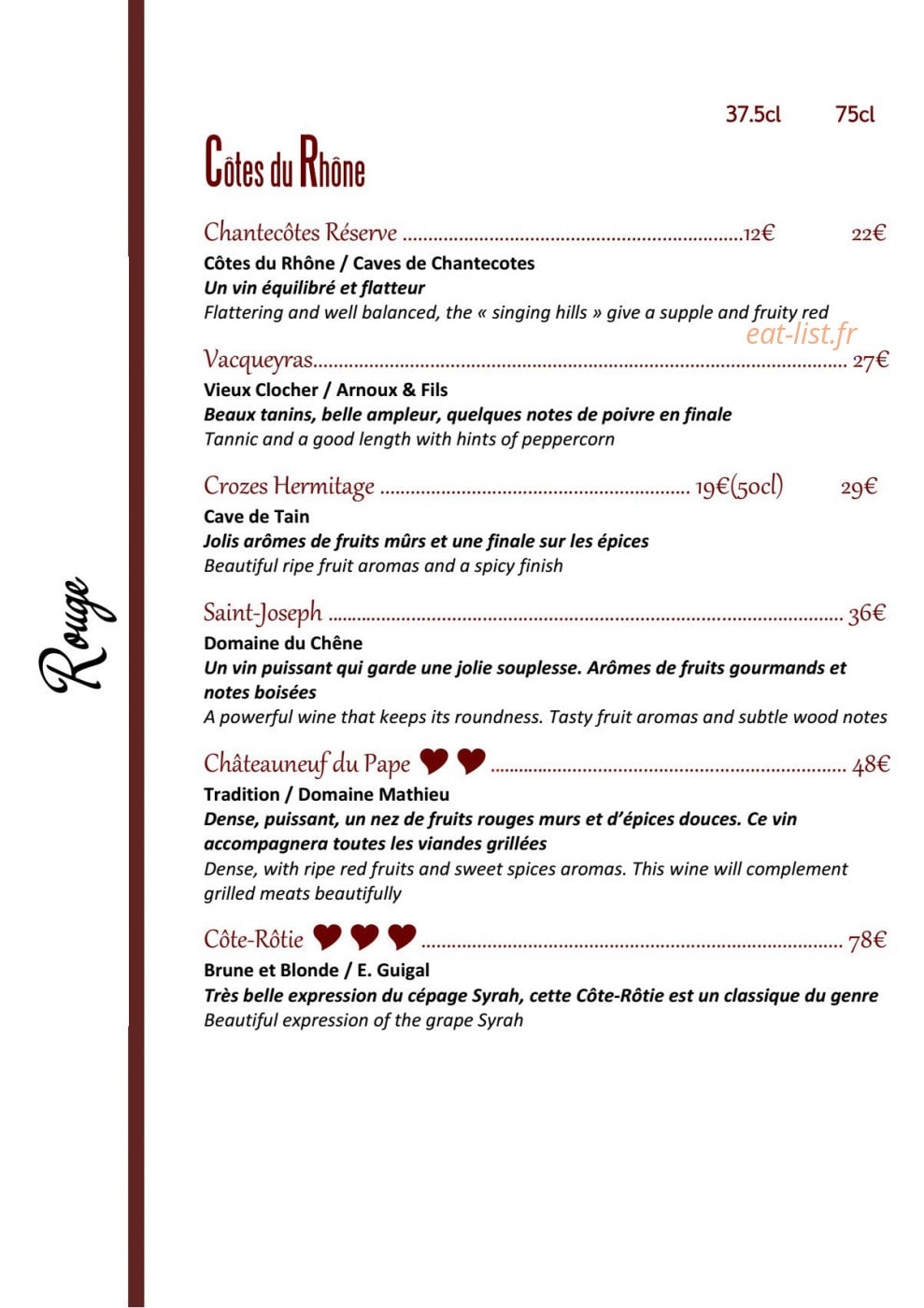 Le Clin d'Oeil — carte page 17