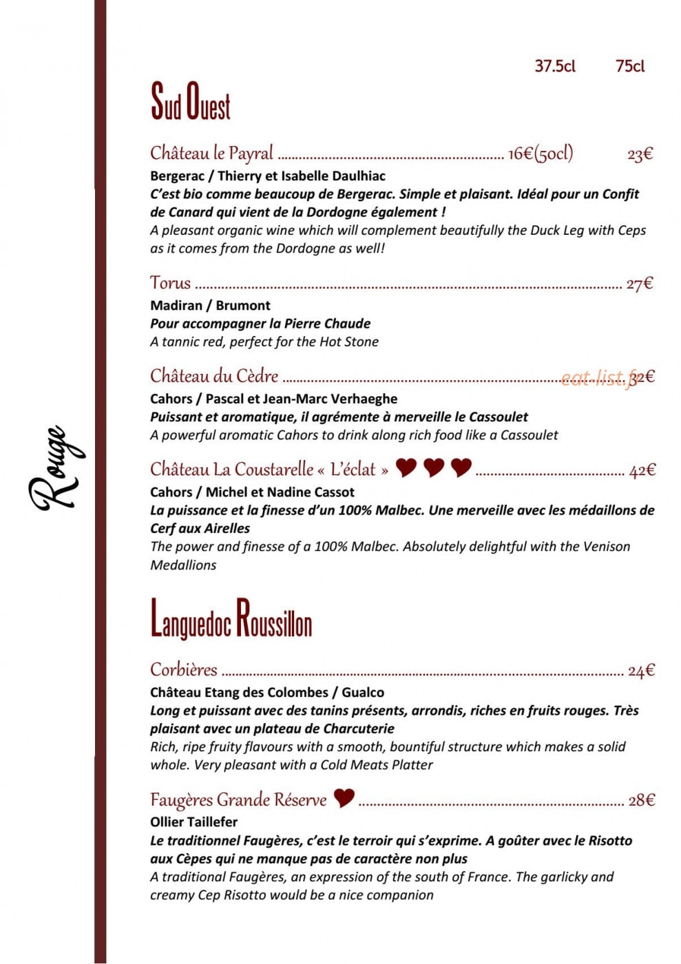 Le Clin d'Oeil — carte page 12