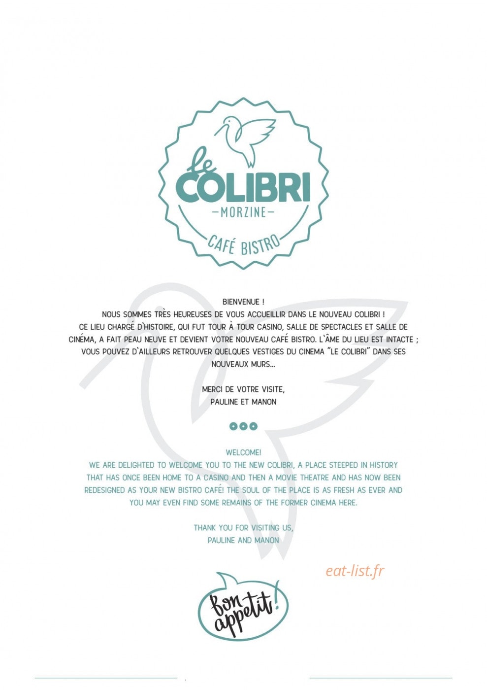 Le Colibri — carte page 12