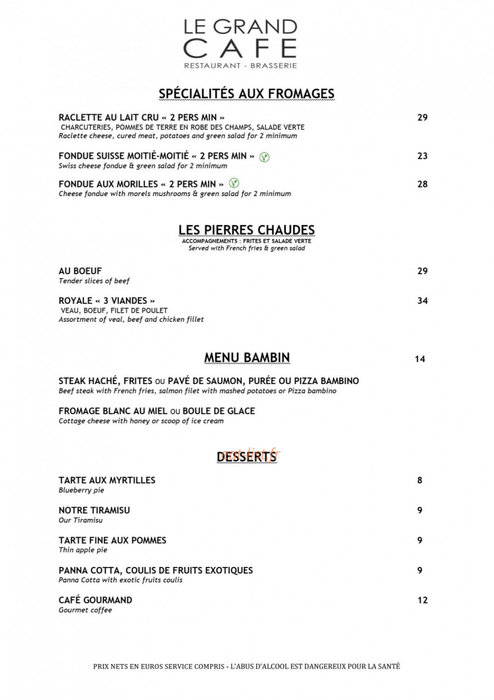 Le Grand Café — carte page 4