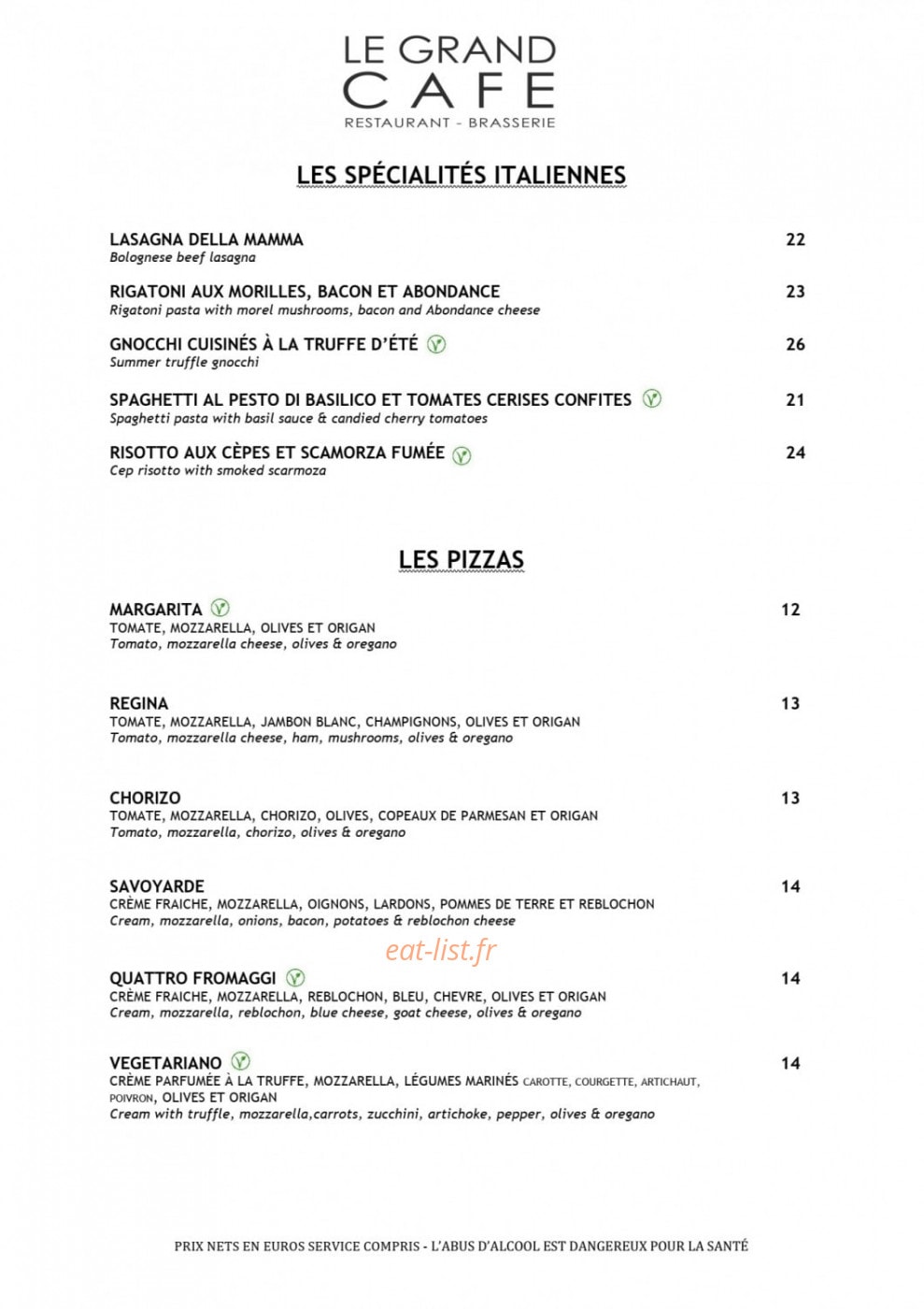 Le Grand Café — carte page 3