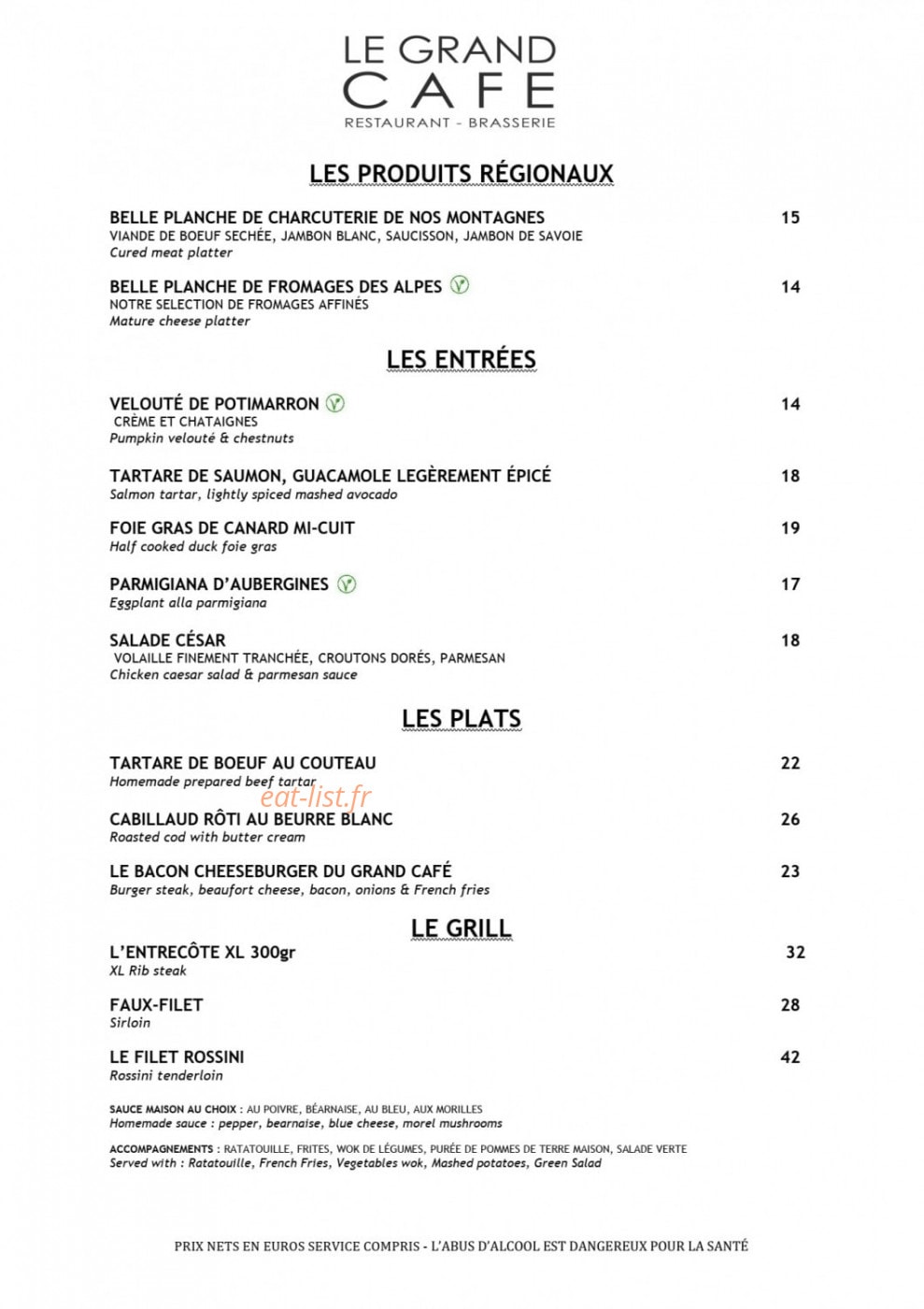 Le Grand Café — carte page 2