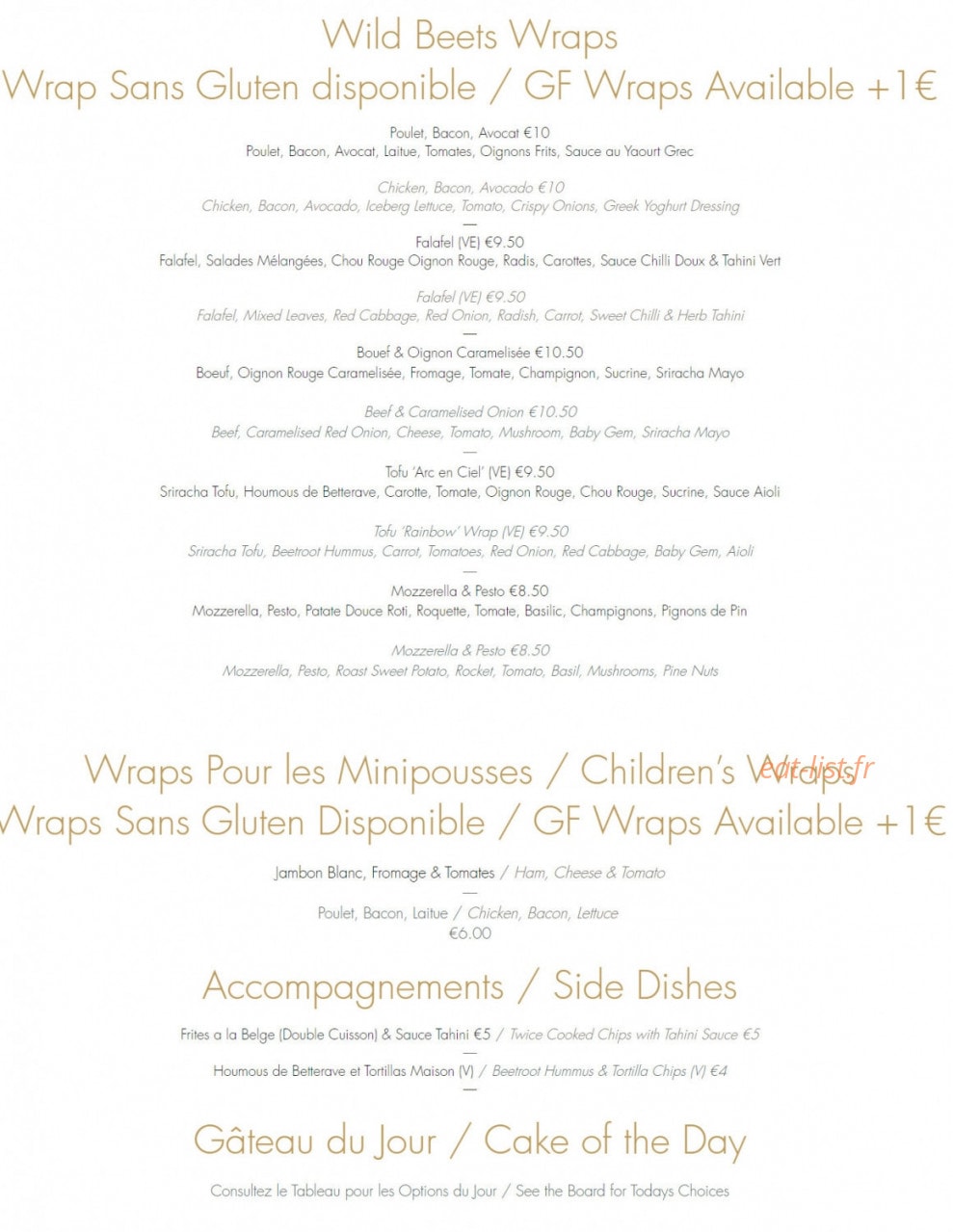 Wild Beets Kitchen — carte page 2