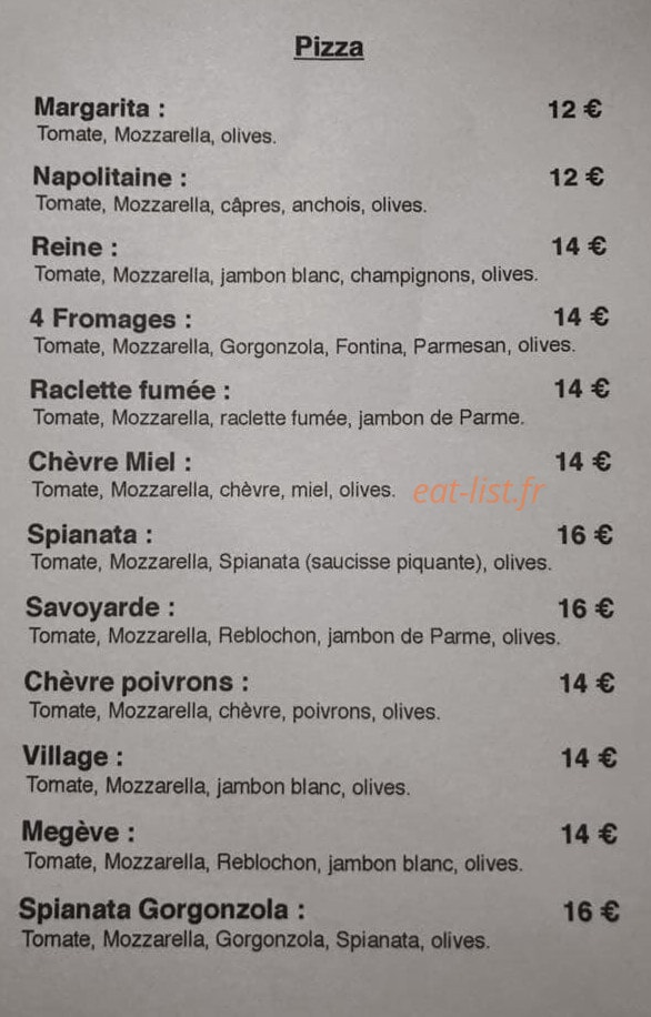 Bar le S Megève — carte page 1
