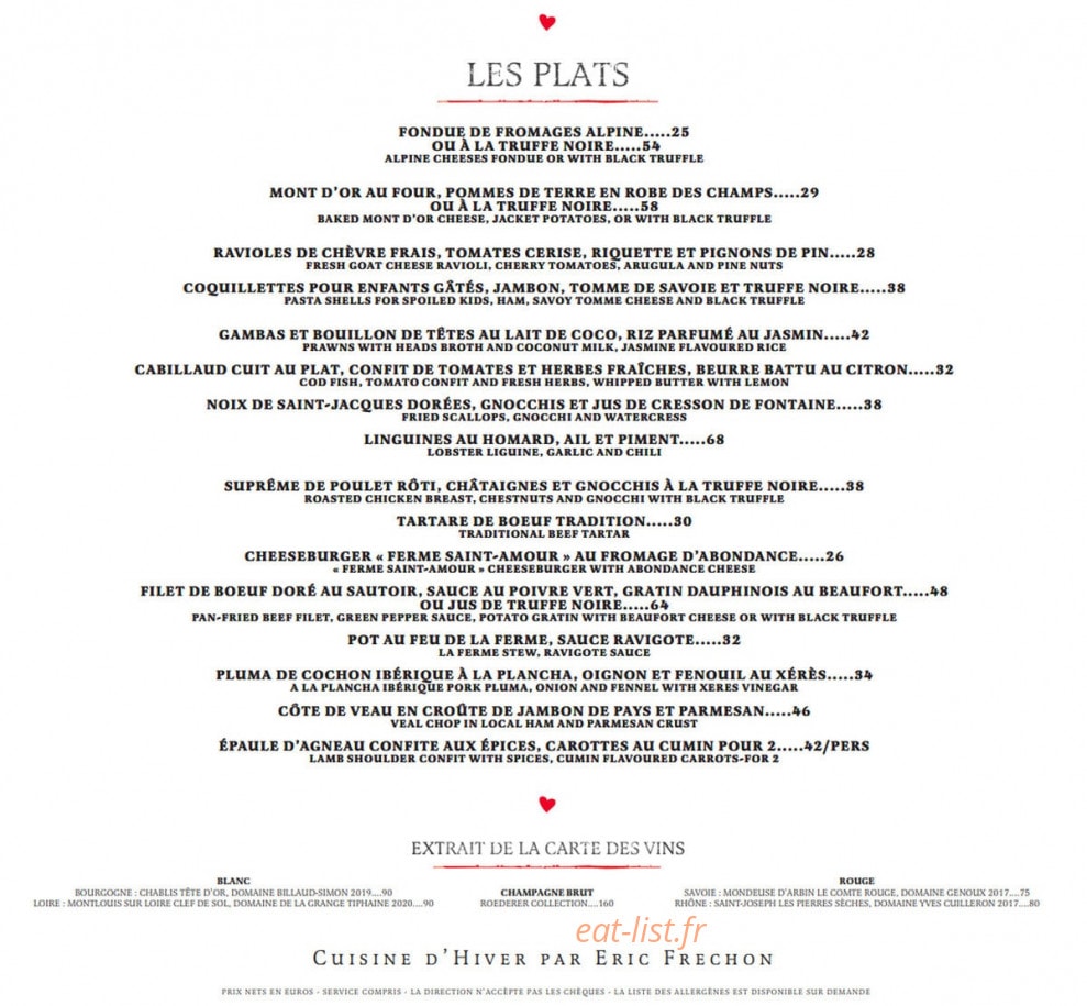 La Ferme Saint-Amour — carte page 2