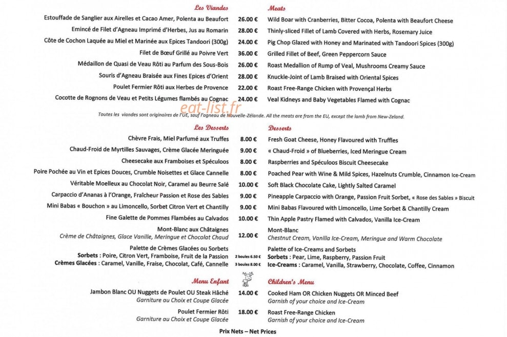 La Table du Trappeur — carte page 2