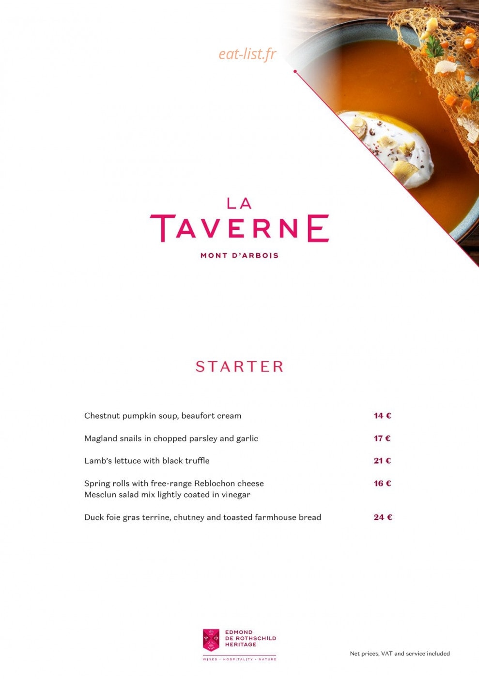 La Taverne Mont D’arbois — carte page 1