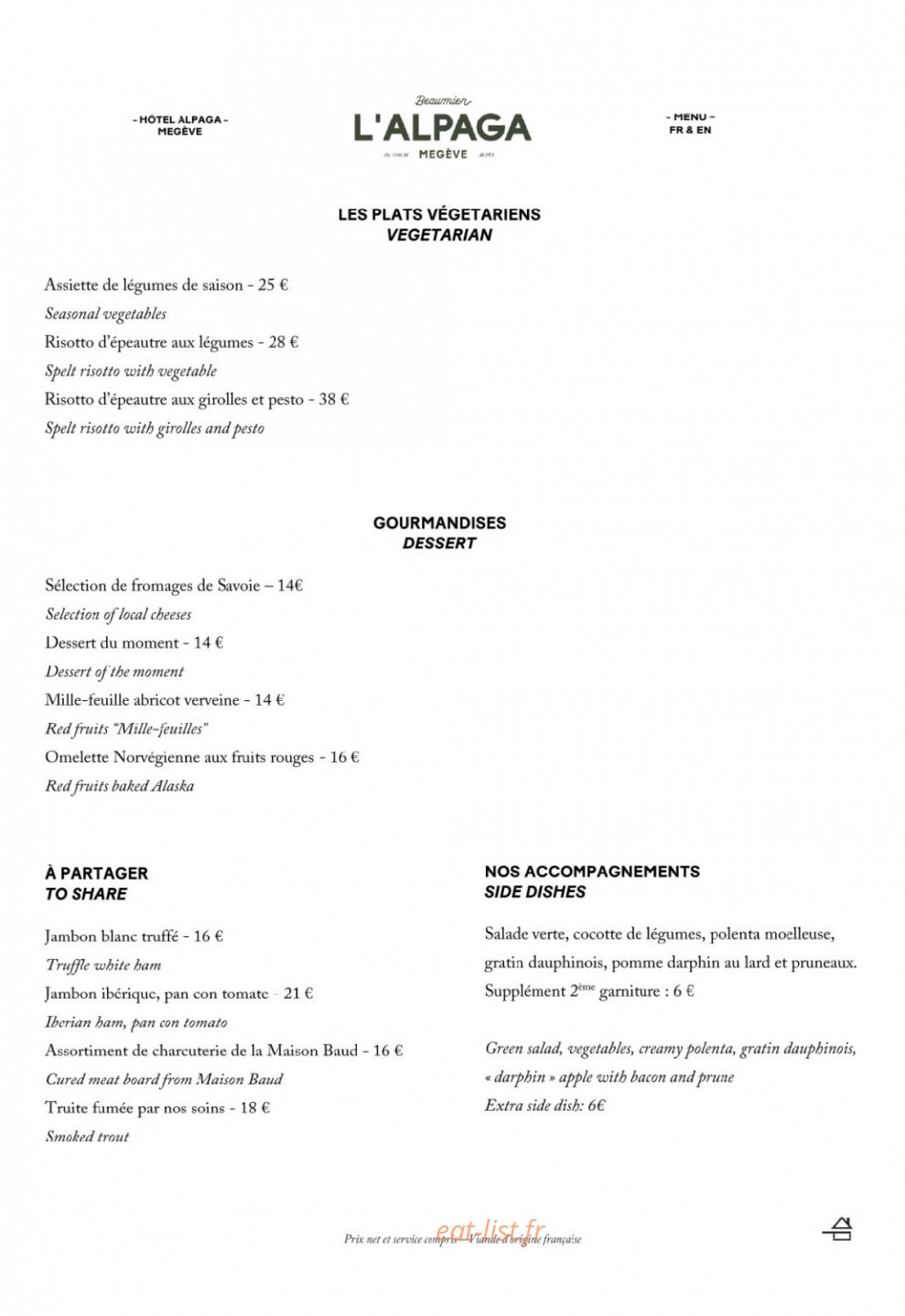 Le Bistrot de l'Alpaga — carte page 3