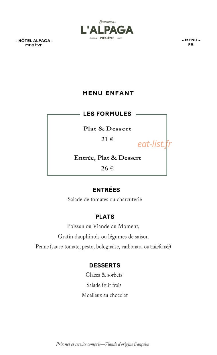 Le Bistrot de l'Alpaga — carte page 4