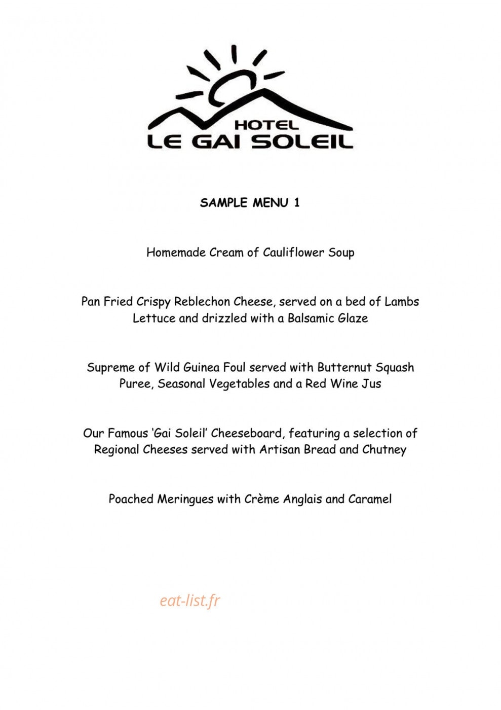 Le Gai Soleil — carte page 1