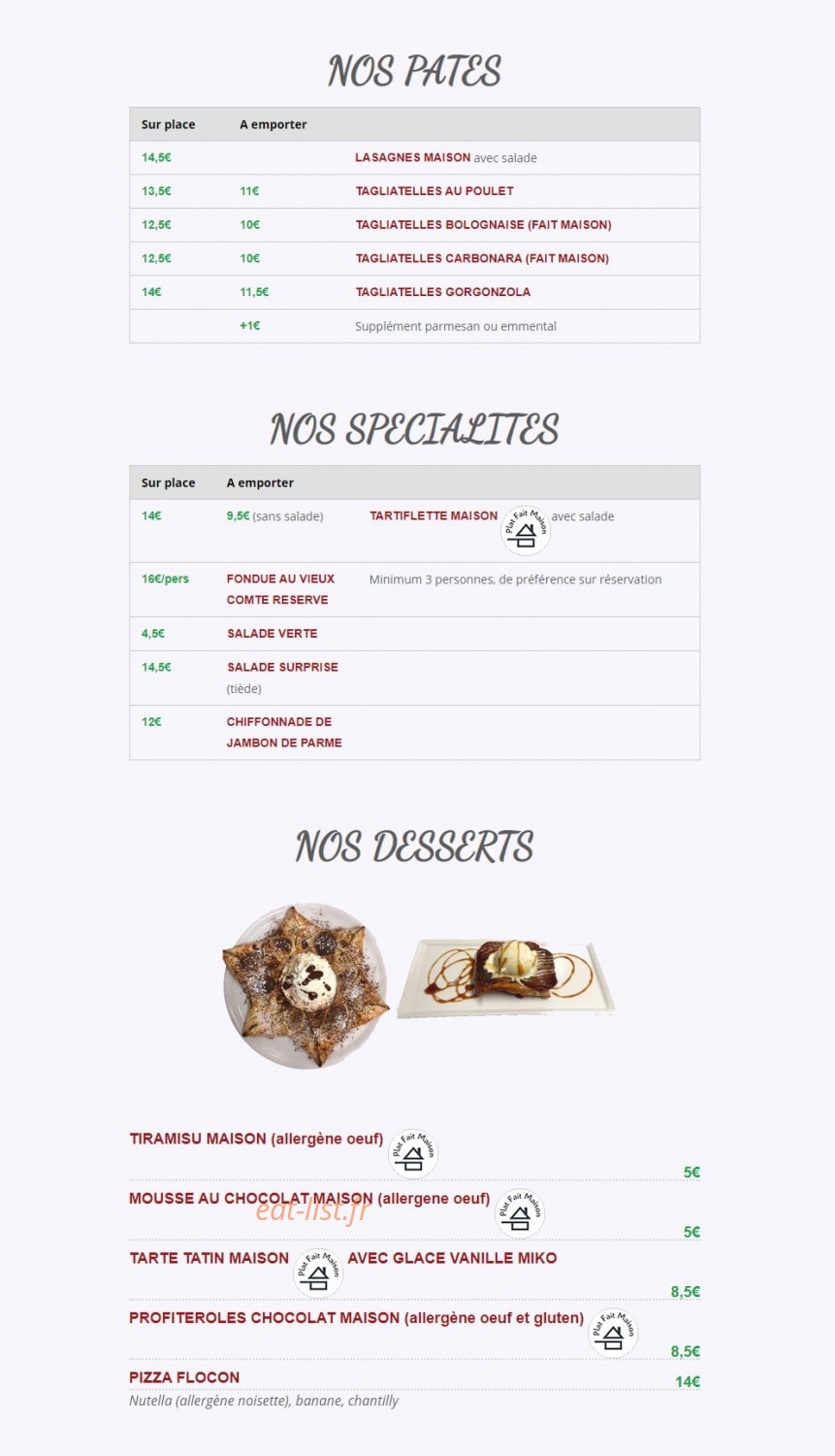 Le Pizzaïolo — carte page 3