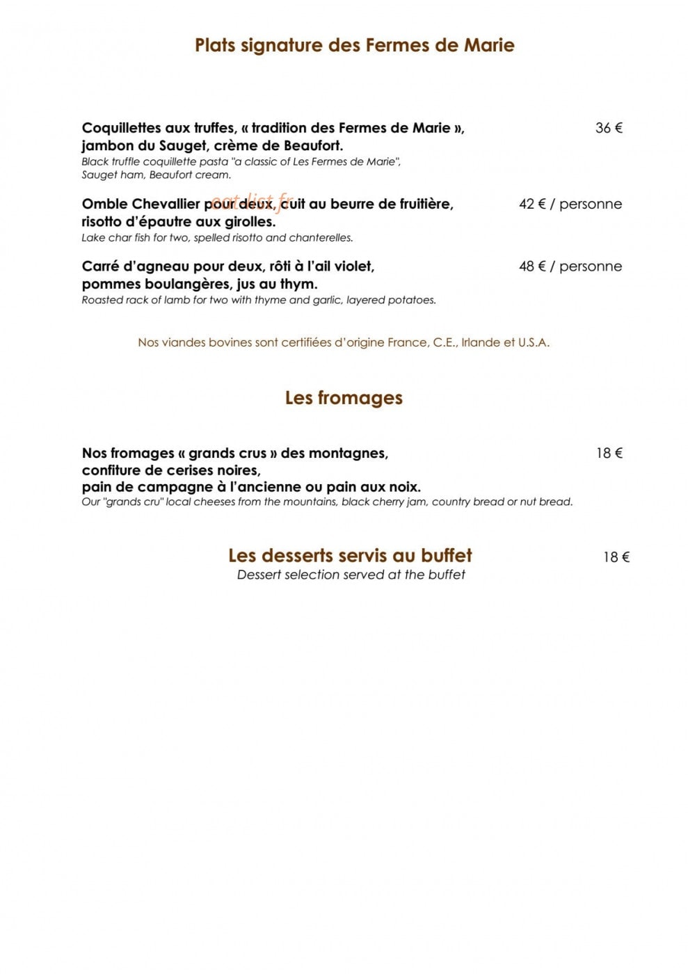 Les Fermes de Marie — carte page 5