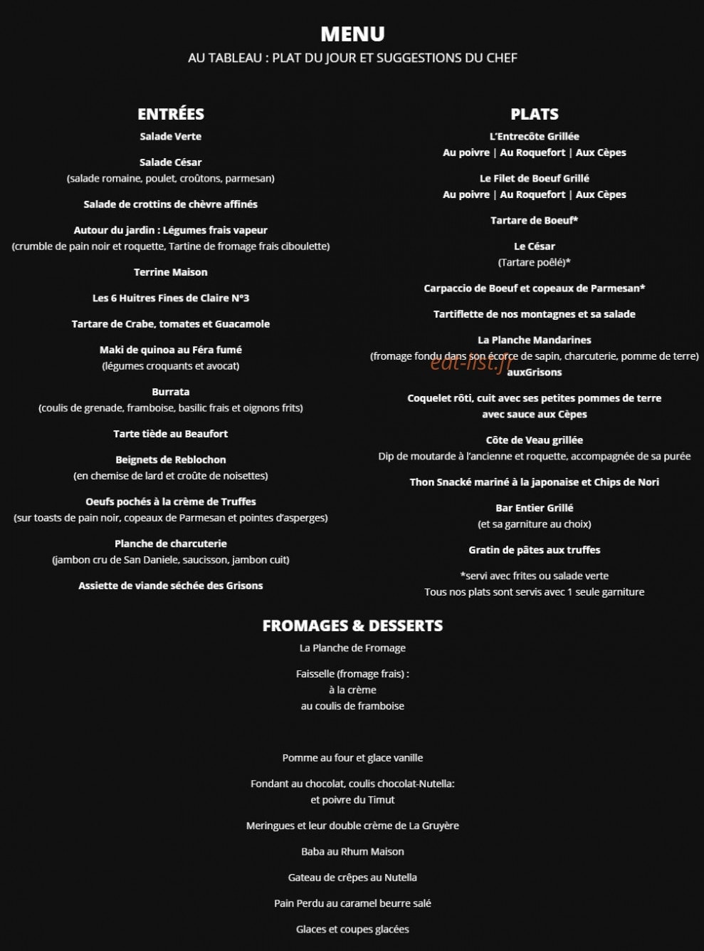 Les Mandarines — carte page 1