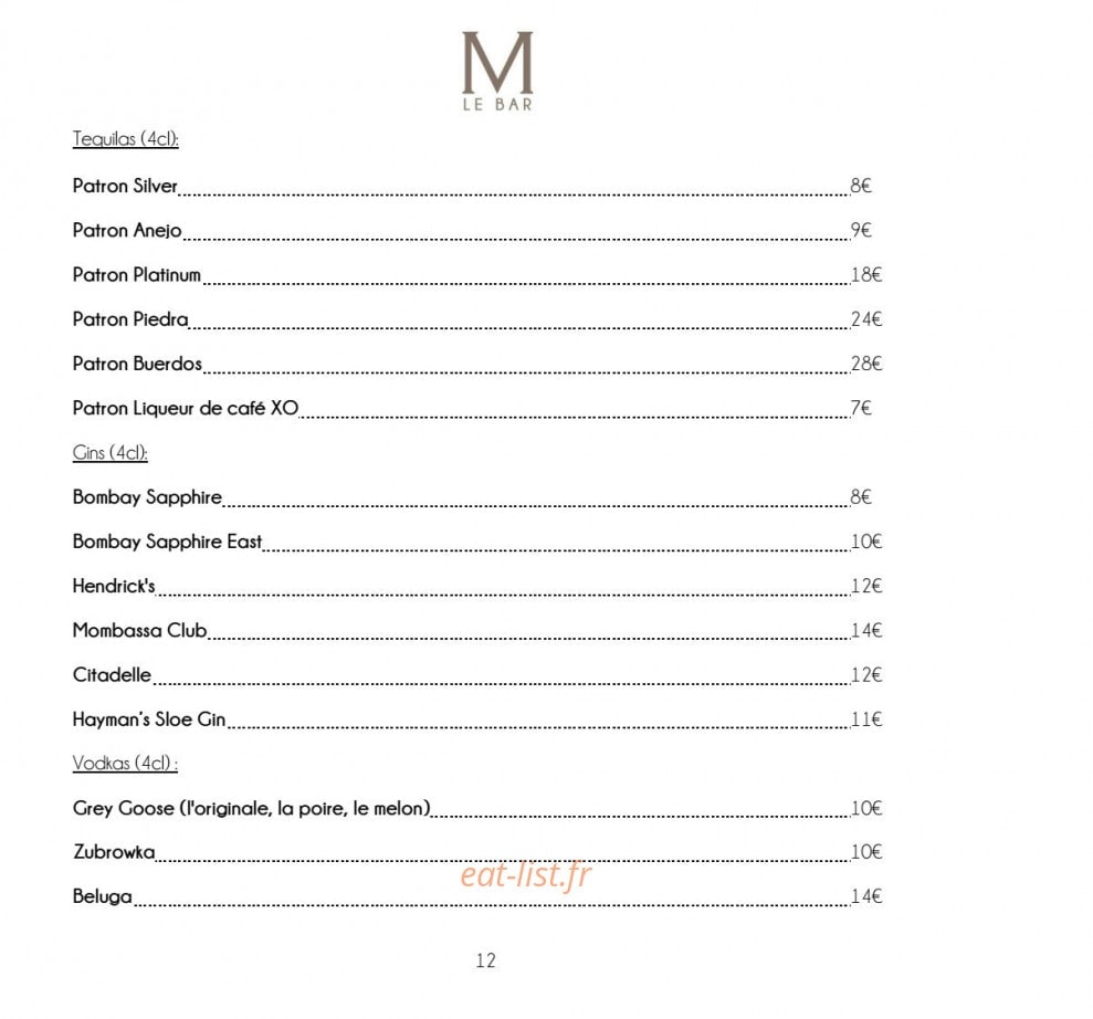 M de Megève — carte page 12