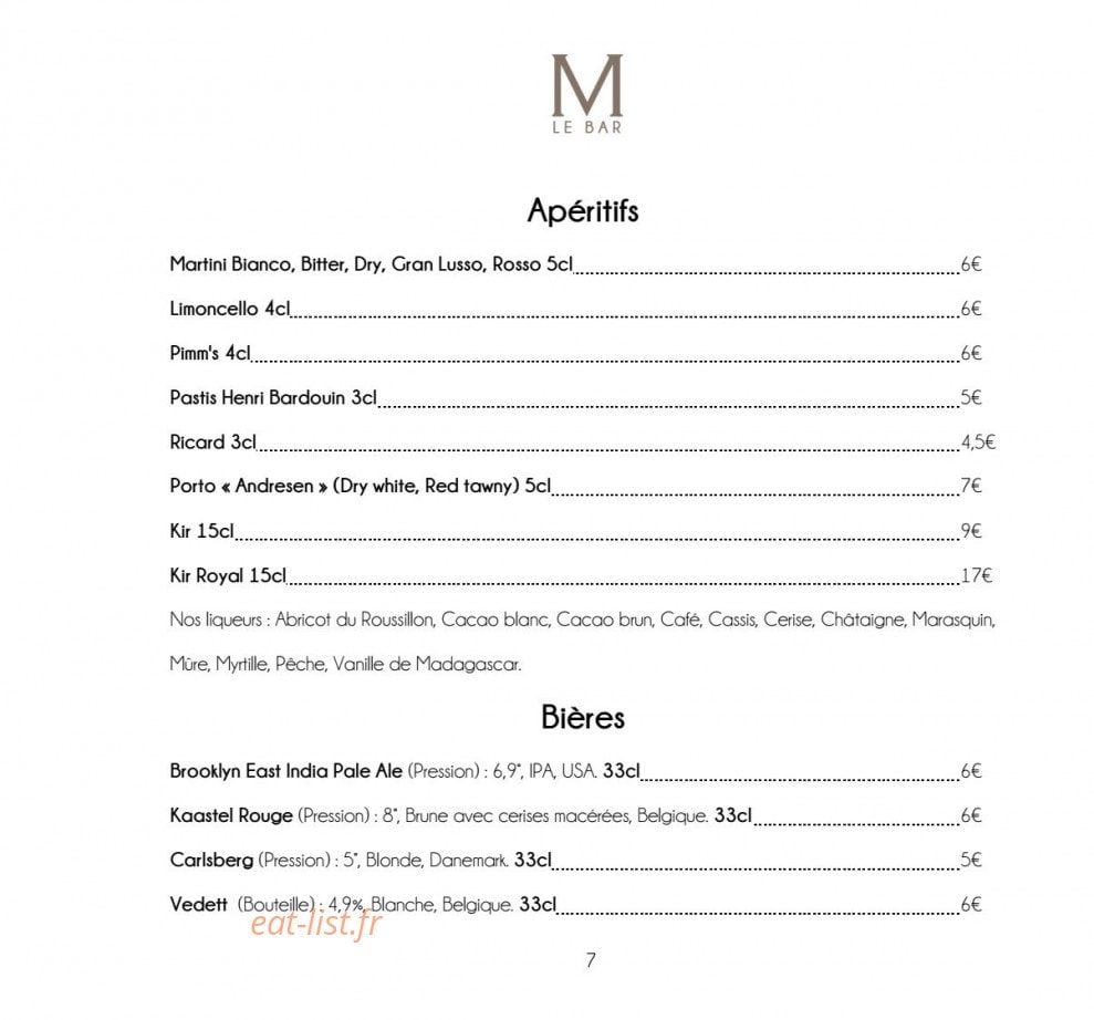 M de Megève — carte page 7