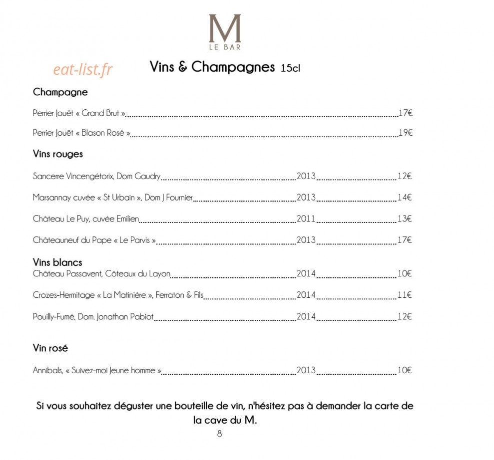 M de Megève — carte page 8