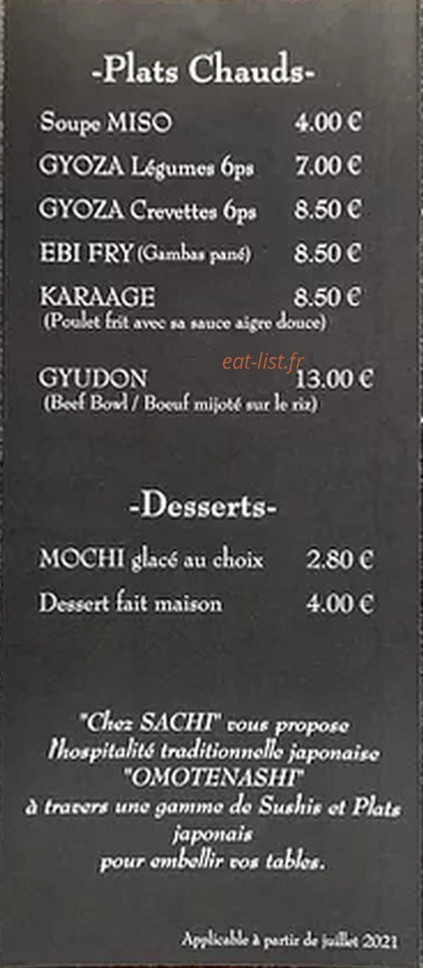 Chez Sachi — carte page 6