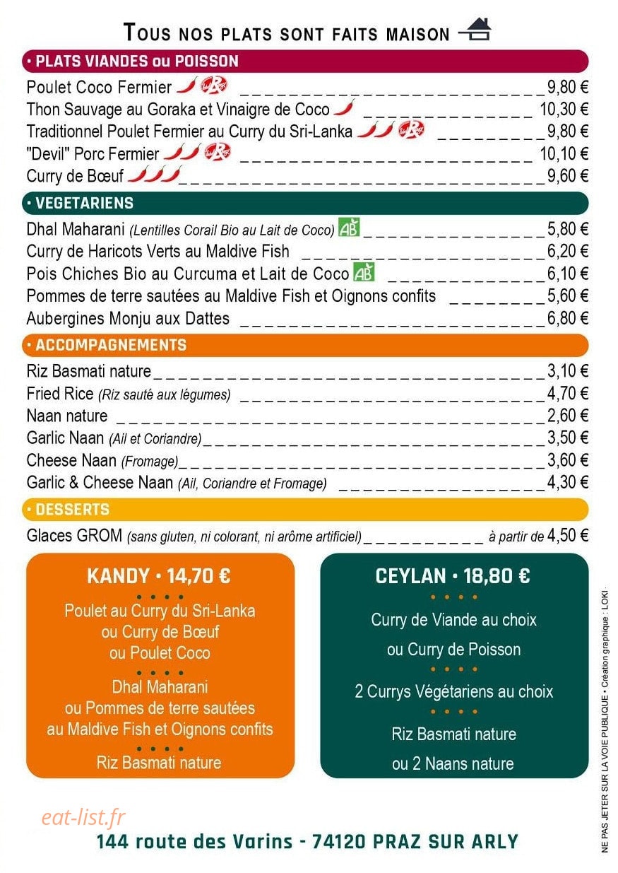 Lanka food — carte page 2