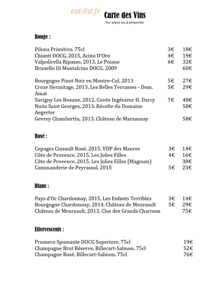 Pizza & Vino — carte page 3