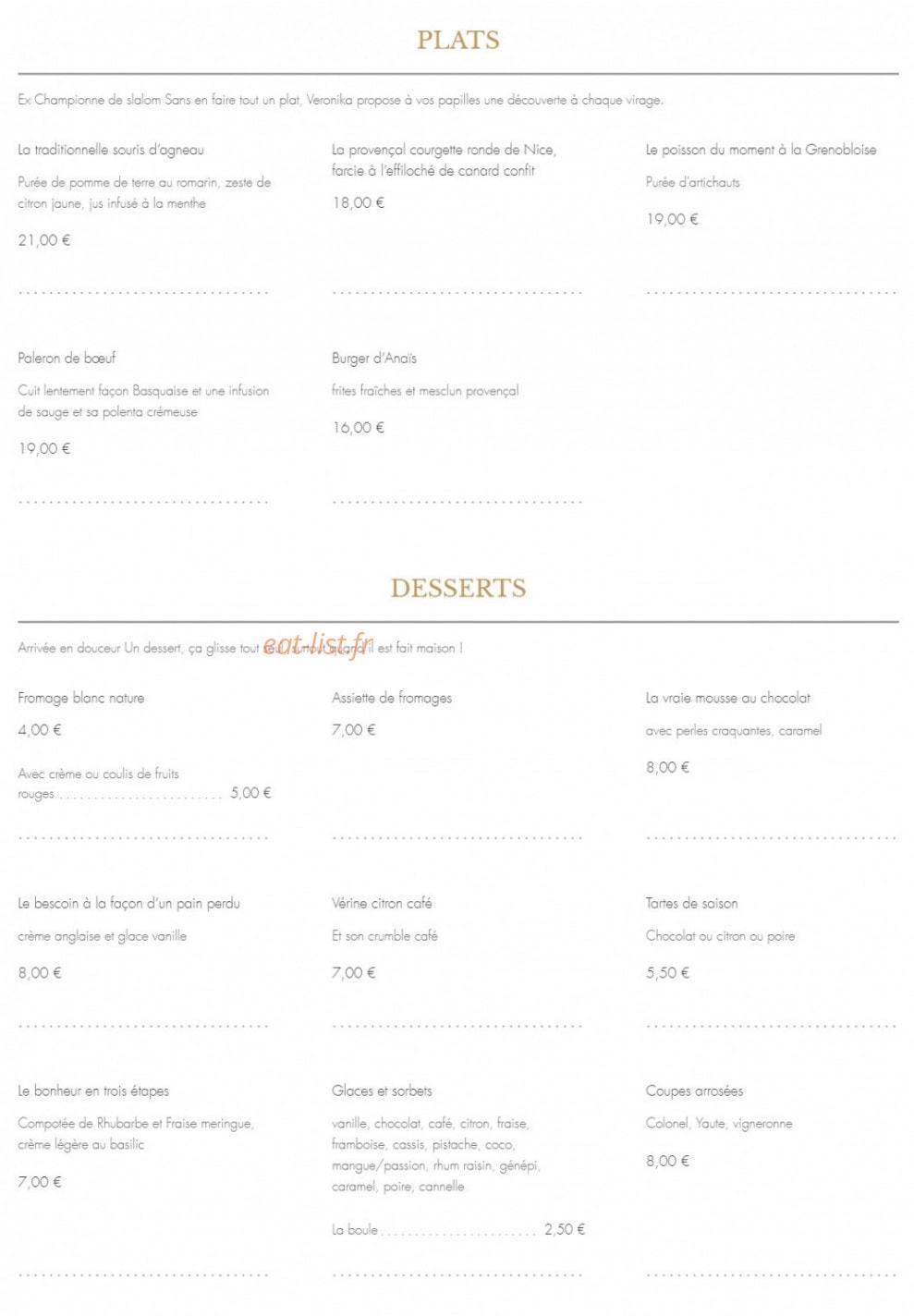 Auberge d'Ayze Chez l'Anais — carte page 2