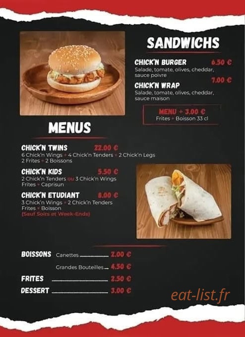 Chick'n factory — carte page 2