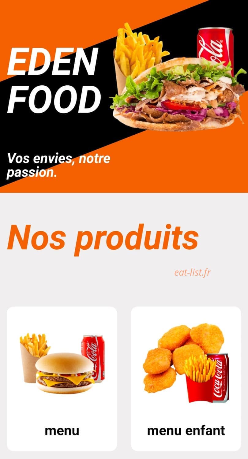 Eden Food — carte page 1