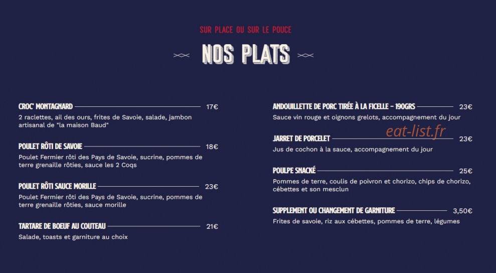 Les 2 Coqs — carte page 1