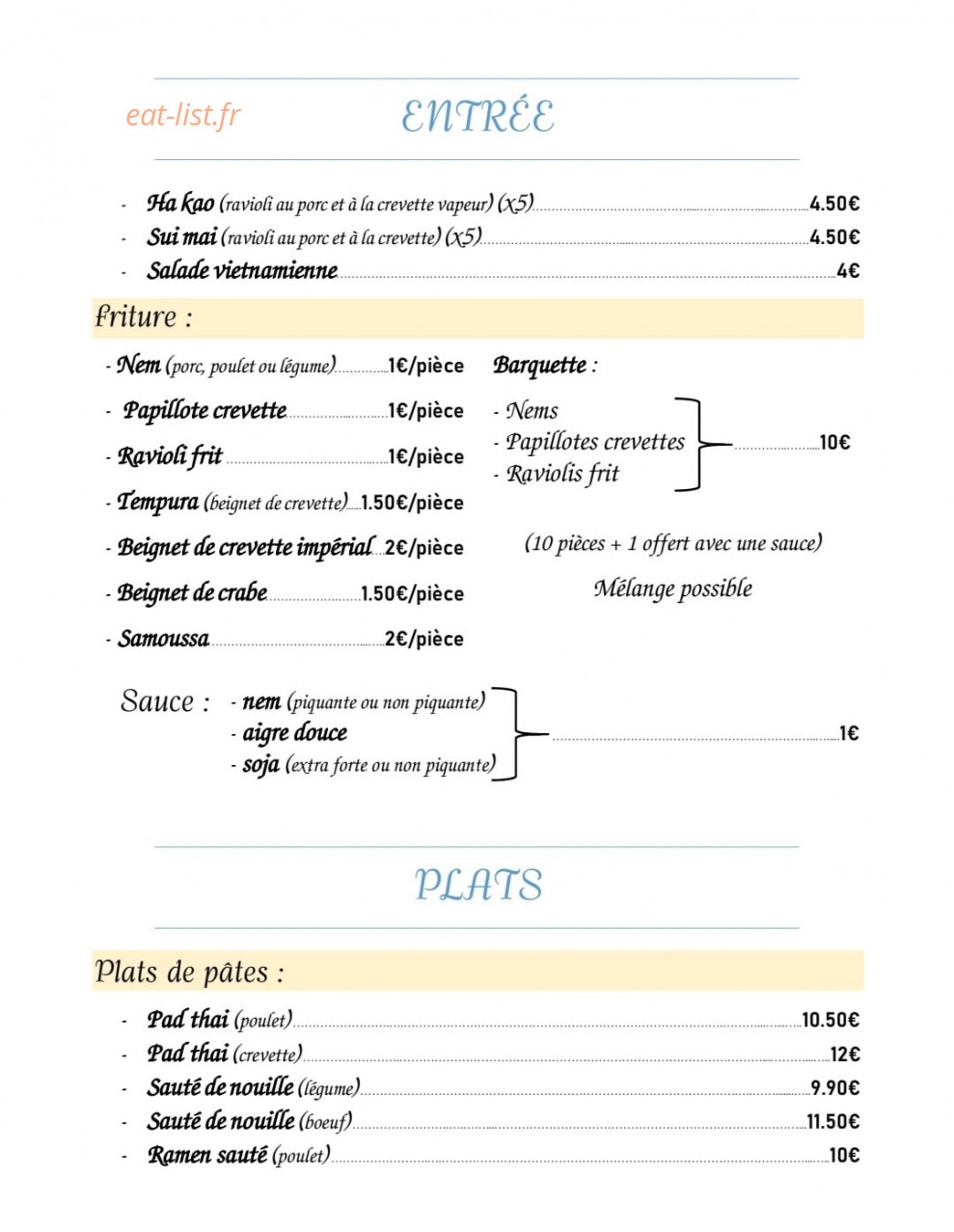 Saveur Sans Frontière — carte page 1
